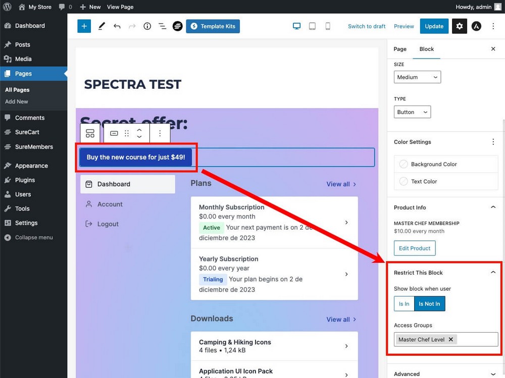 Exemple d'intégration Spectra