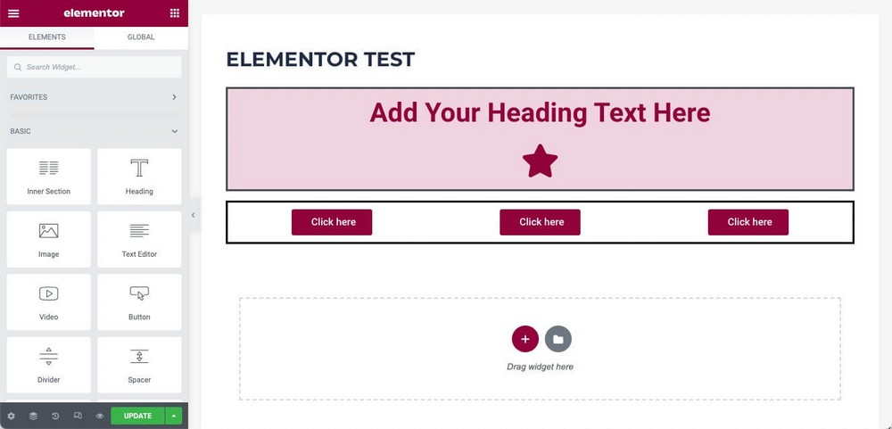 ตัวอย่างโครงสร้าง Elementor