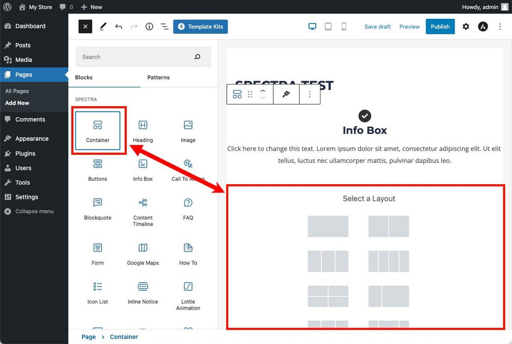 Come creare un layout di colonne con Spectra