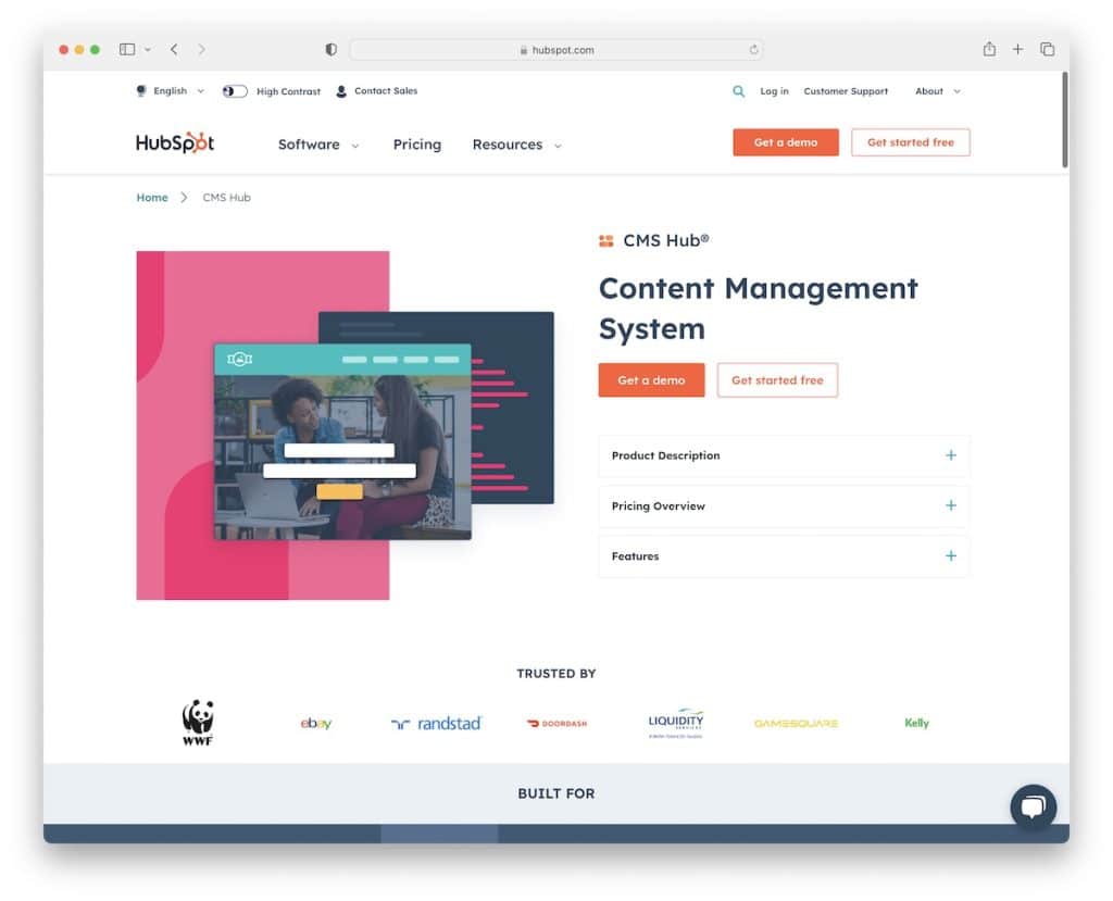 construtor de sites de marca branca hubspot cms