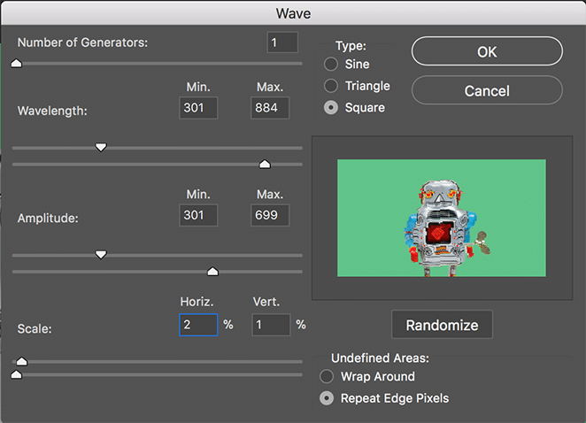 layout by flywheel glitch effect photoshop cara tutorial setting menu wave