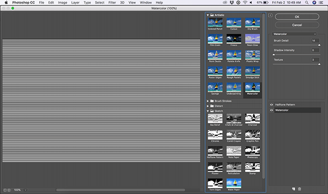 Opțiuni de efect de acuarelă în PhotoShop