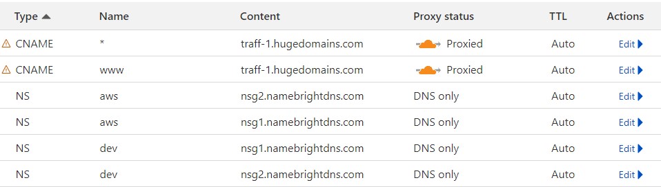 Cambia lo stato del proxy in solo DNS