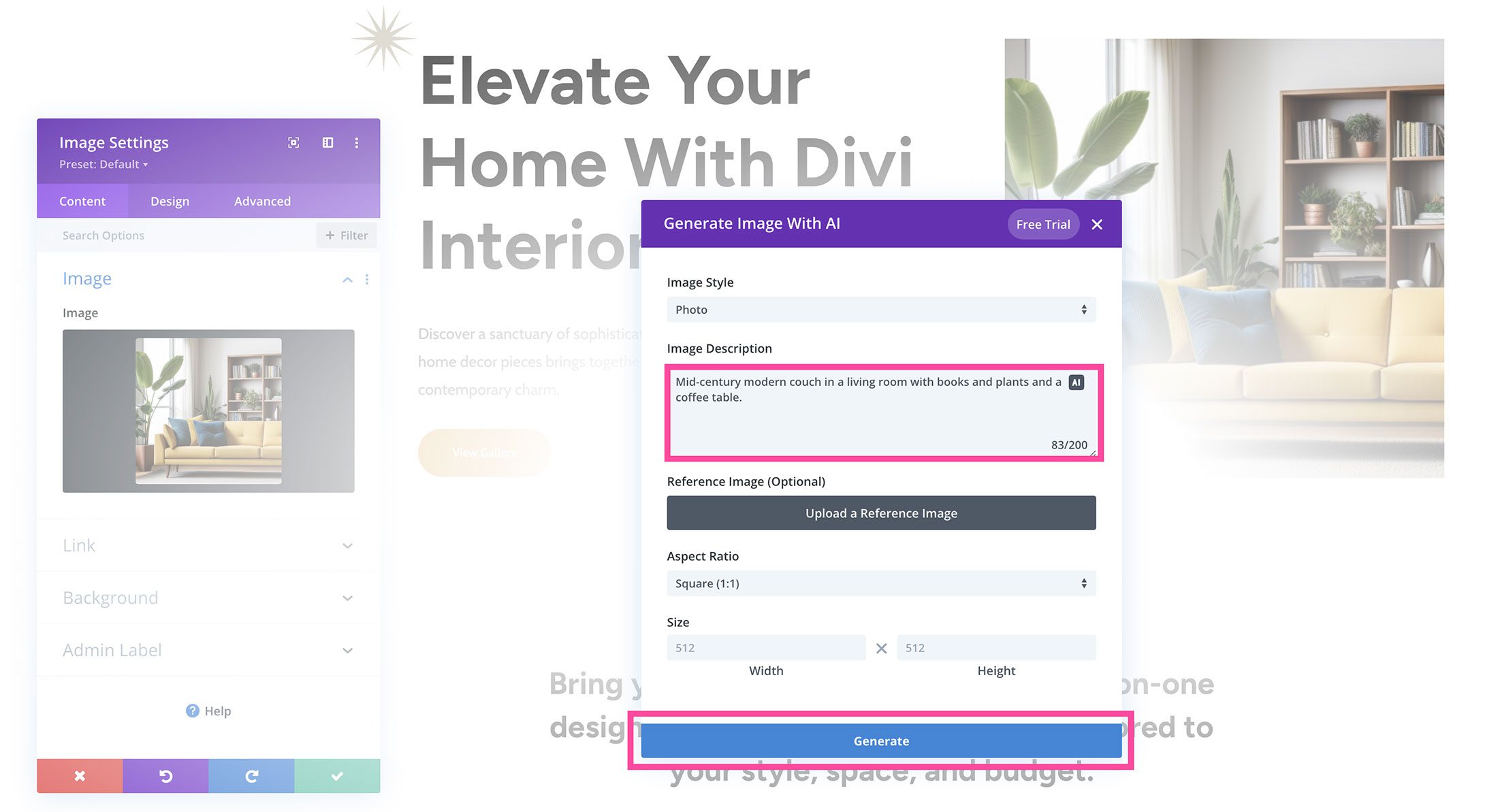 使用 Divi AI 創建獨特的圖像