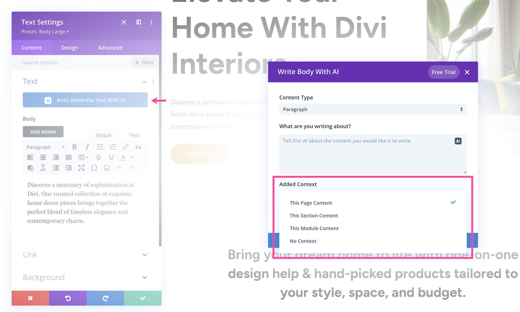 Divi AI によるコンテンツの自動生成