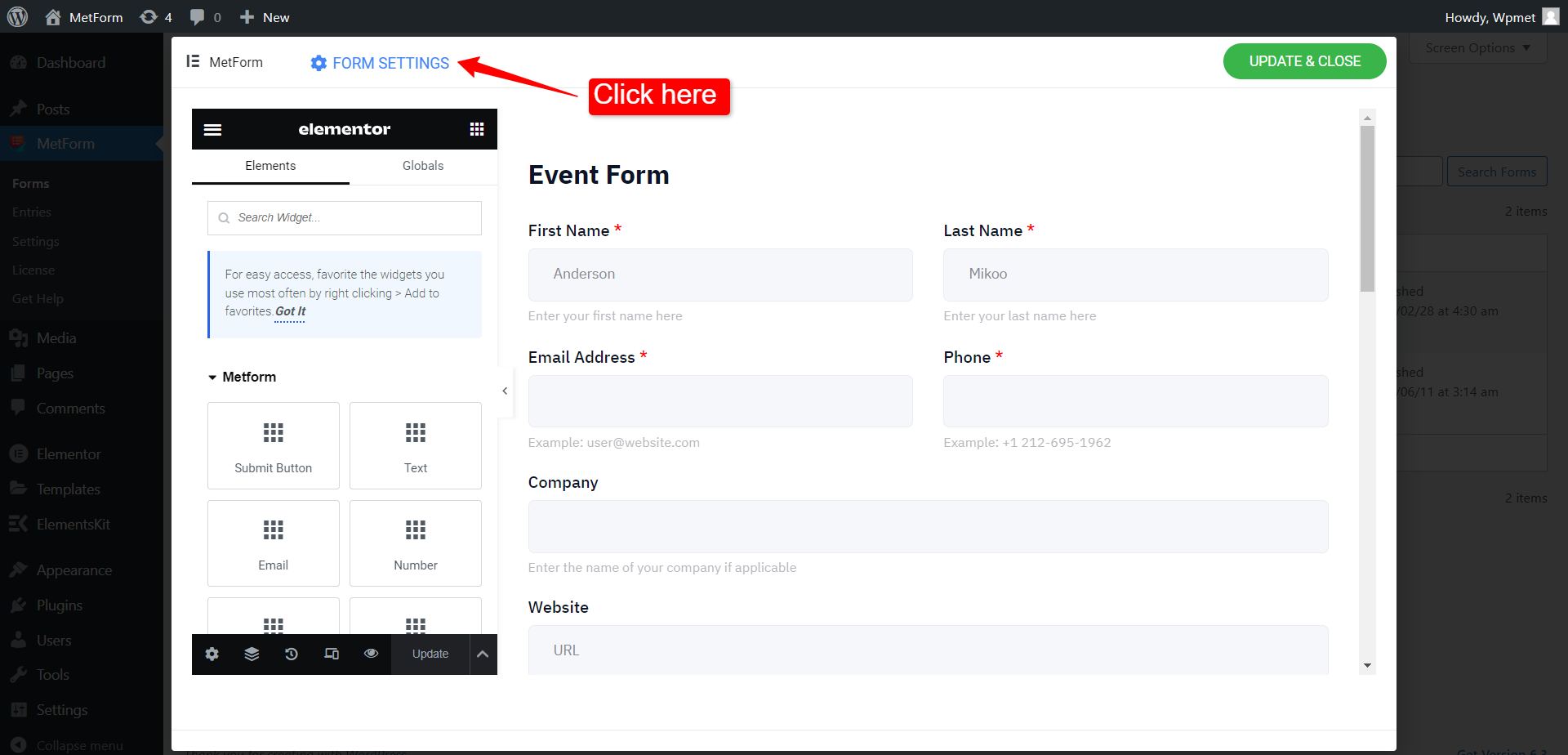 เปิดการตั้งค่า MetForm เพื่อจำกัดการกรอกแบบฟอร์มใน WordPress