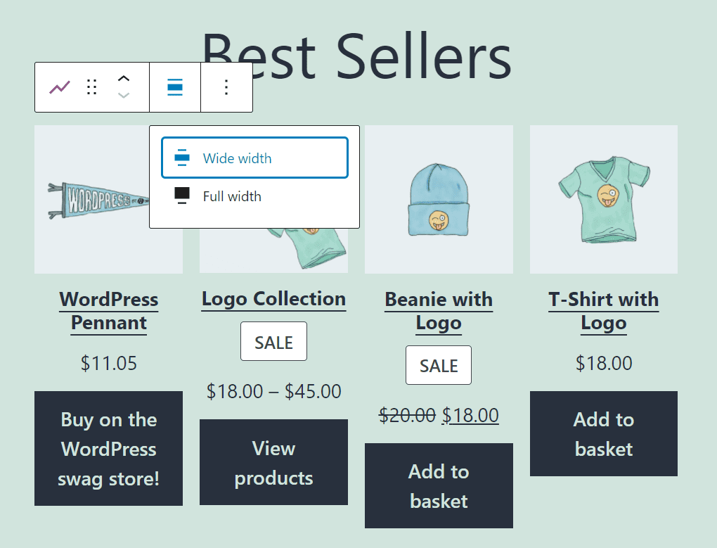 WooCommerce Bestseller-Produkte-Block in WordPress.