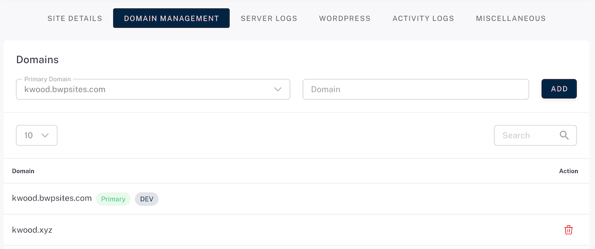 Verwalten Sie Domains in BionicWP