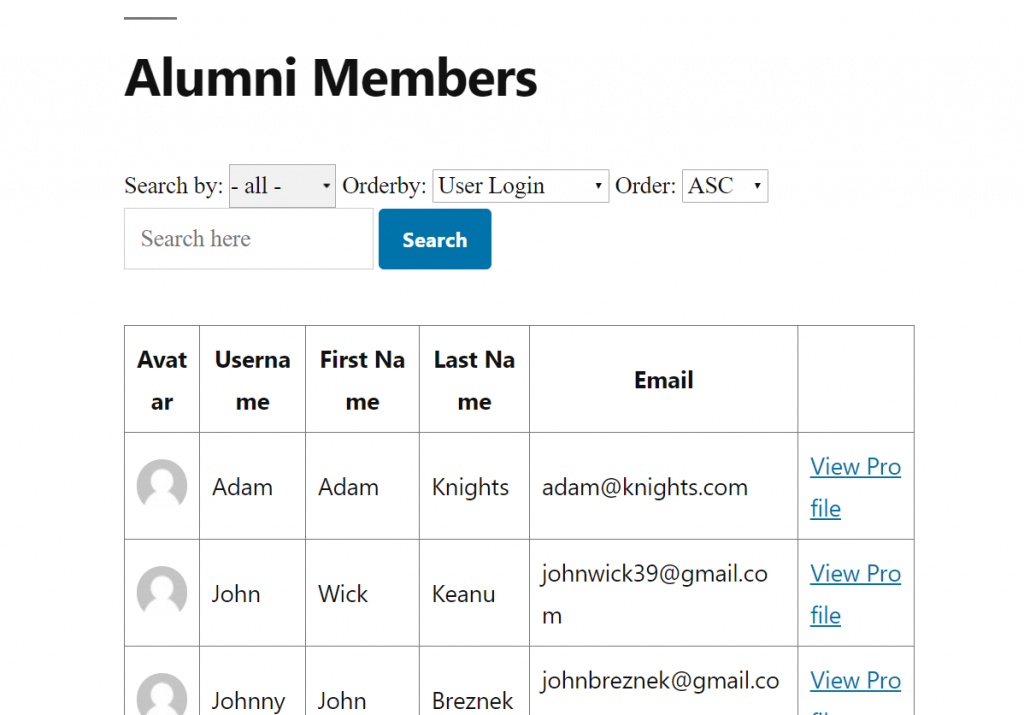 Ini screenshot halaman anggota alumni cara membuat situs alumni