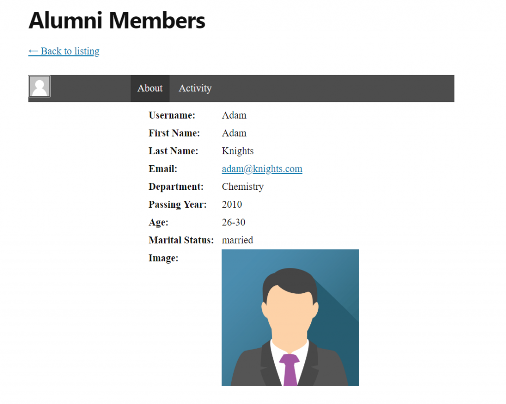 Ini screenshot tampilan halaman profil cara membuat situs alumni