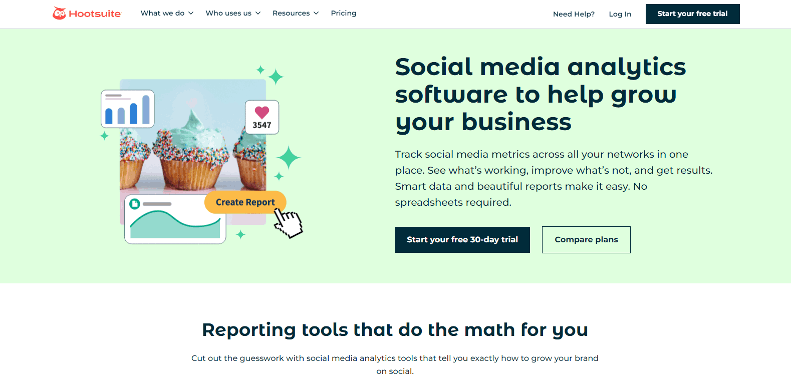 Página de la herramienta de análisis de Hootsuite