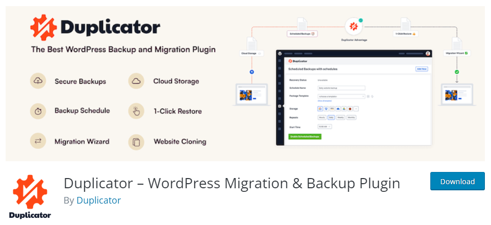 duplicator - backup wordpress pe google drive