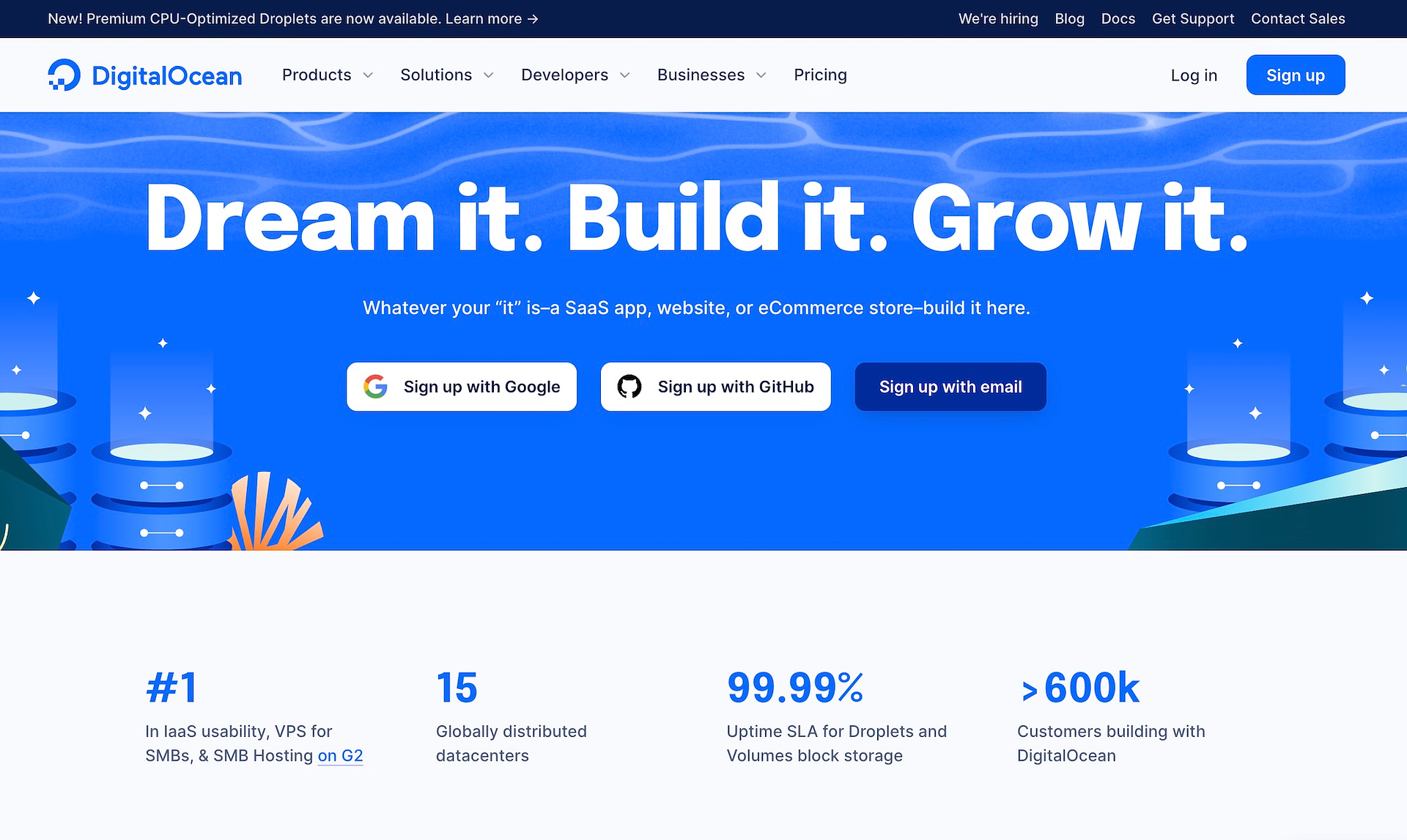 DigitalOcean تدير صفحة استضافة MySQL.