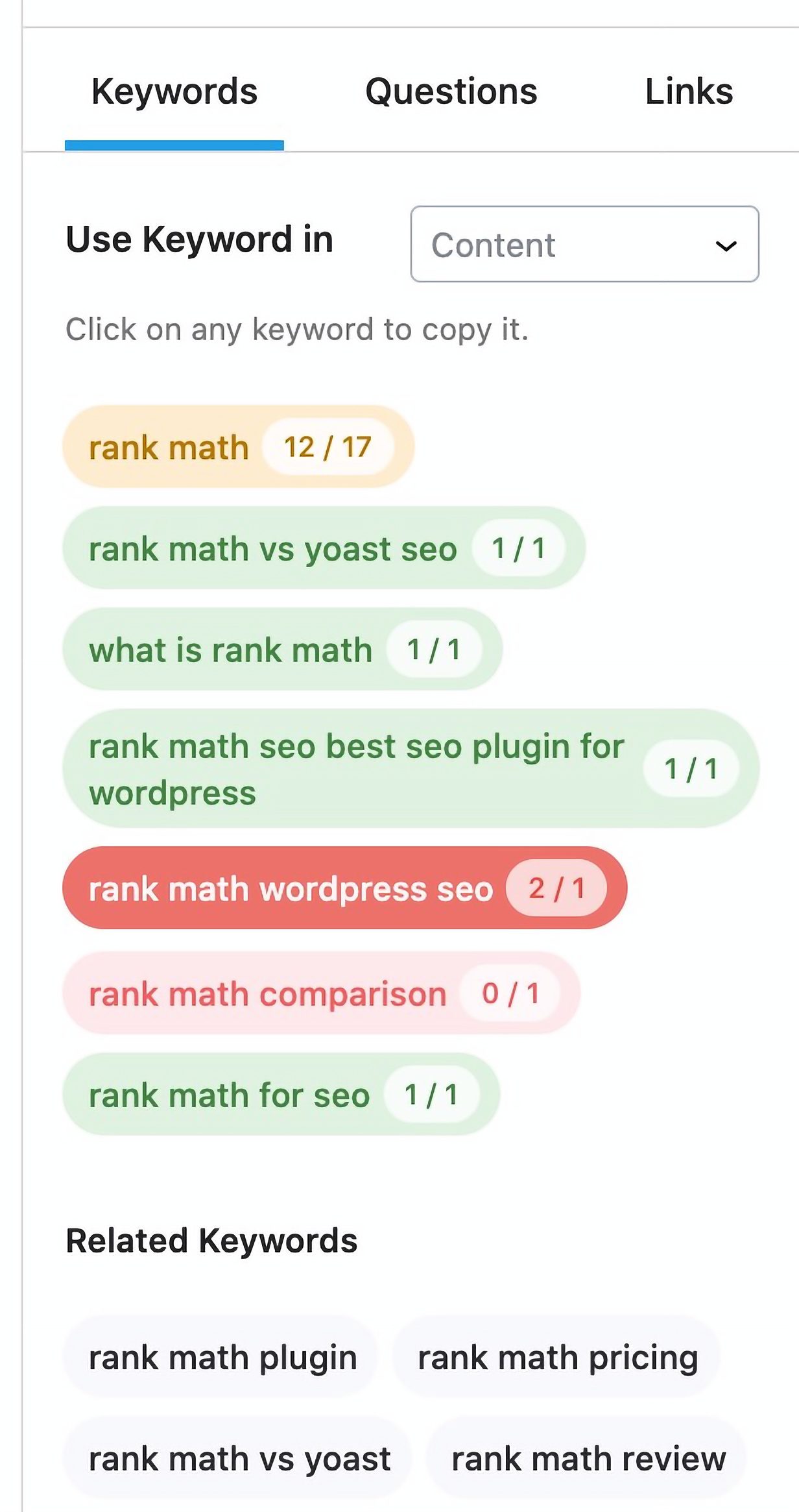 Rank Math — семантические ключевые слова через WP AI