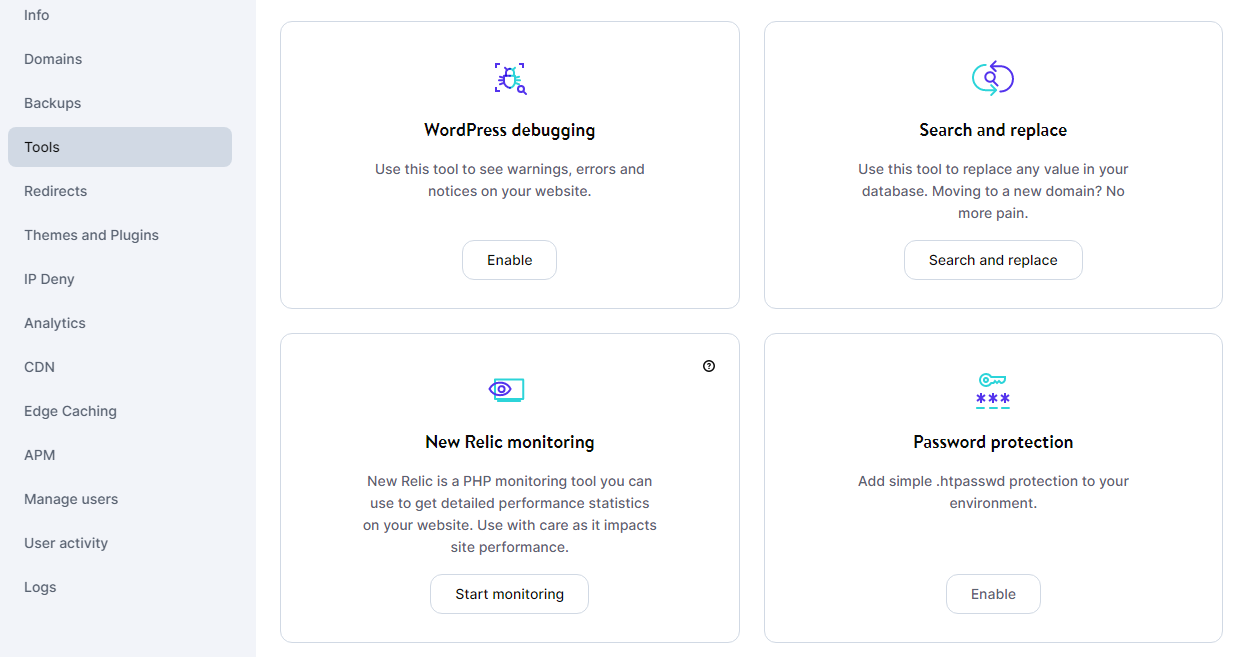 Grundlegende Sicherheitstools, die in einem Hosting-Dashboard verfügbar sind