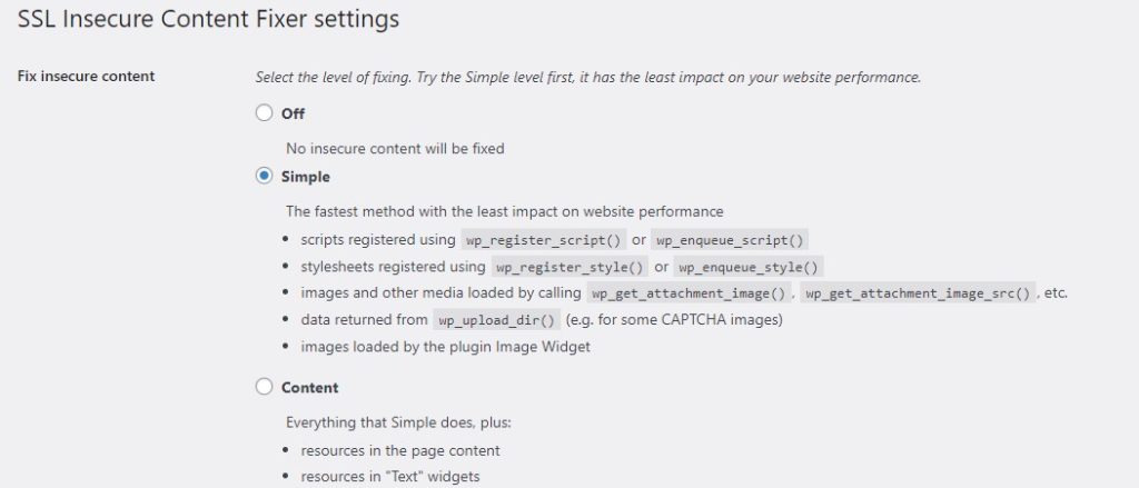 Configura SSL Insecure Content Fixer