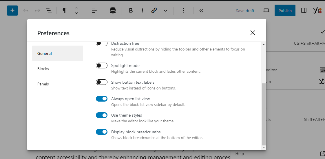 Vista de lista siempre abierta: creación de contenido