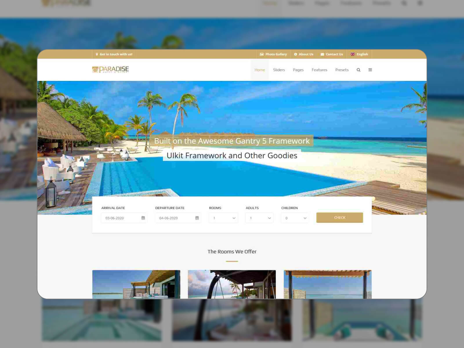 Instantánea de IT Paradise: tema de WordPress con funciones premium para sitios web de reservas de hoteles en la gama de colores whitesmoke, steelblue, darkgray, dodgerblue y darkslategray