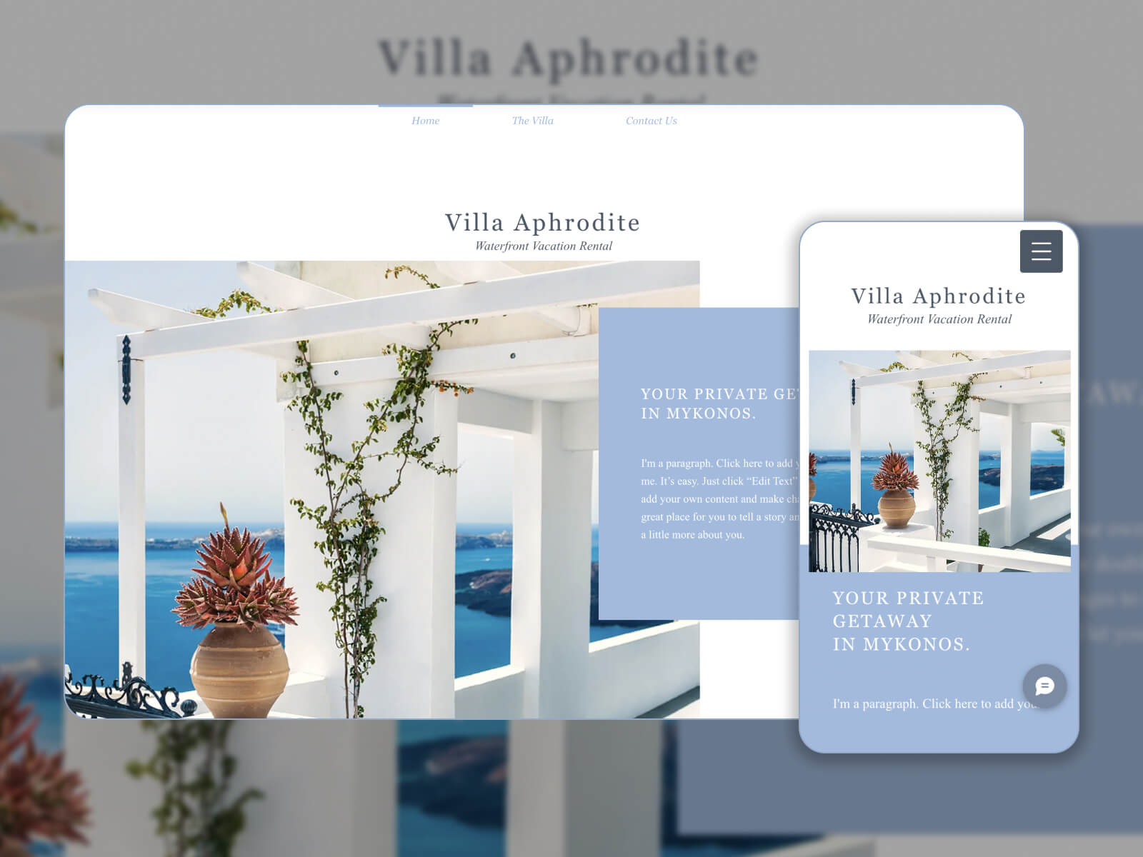 Villa Aphrodite のスクリーンショット - ホワイトスモーク、ダークグレー、ライトスチールブルー、スレートグレー、ダークスレートグレーのカラーミックスのホテル予約ウェブサイト向けの最高のプレミアム WordPress テーマ