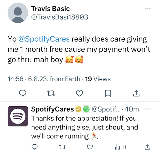 création de contenu intéressant exemple de capture d'écran Spotify