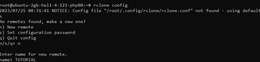 قم بتشغيل أمر Rclone