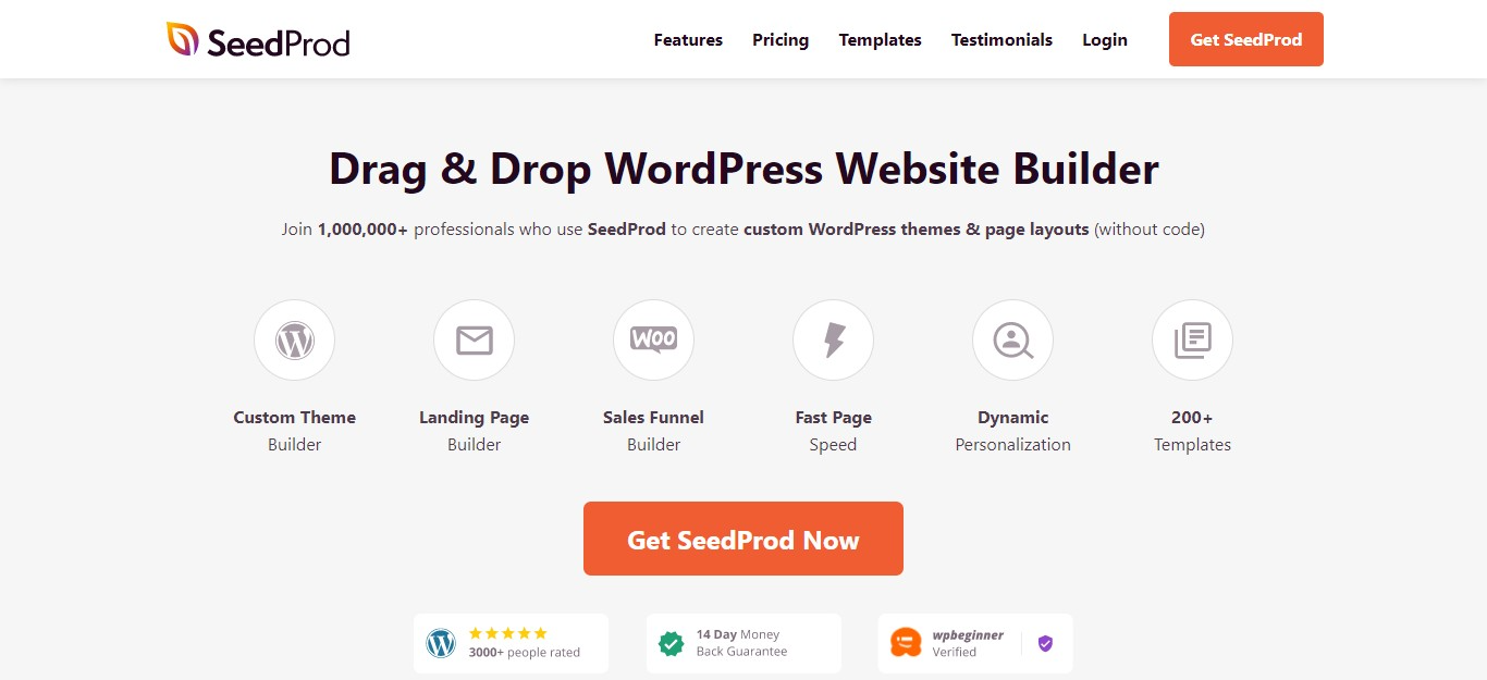 البرنامج المساعد SeedProd- WordPress Funnel Builders