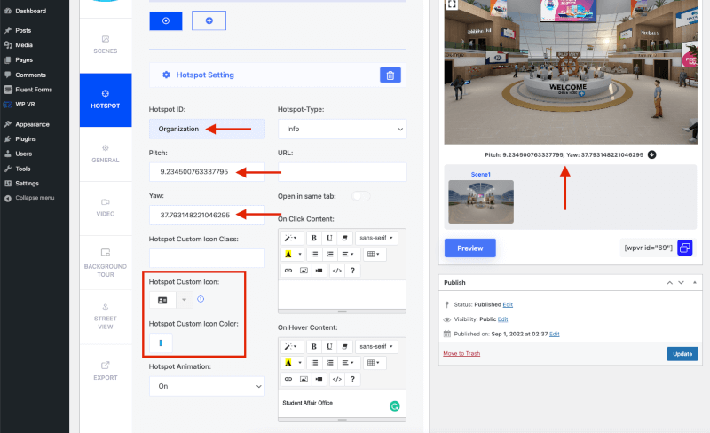 Adăugați hotspot în turul virtual