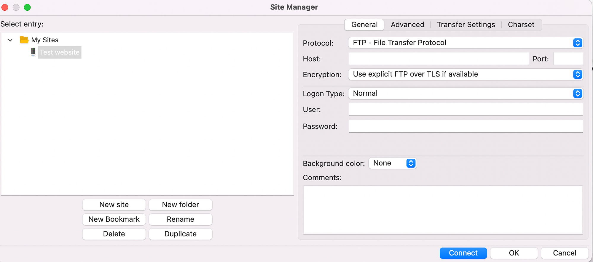 Entrez vos informations d'identification FTP.