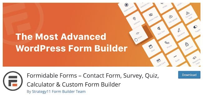 لافتة البرنامج المساعد WordPress Forms Formidable Forms