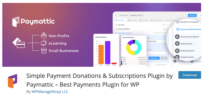 Plugin de plată Paymattic WordPress