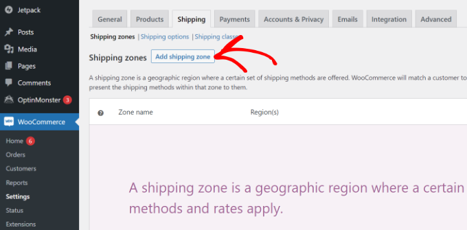 Add a shipping zone