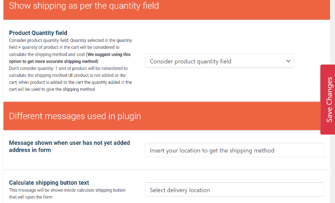 Save changes to shipping calculator