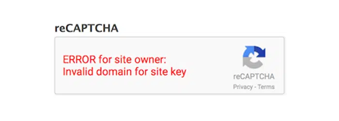 error for site owner: invalid domain for site key