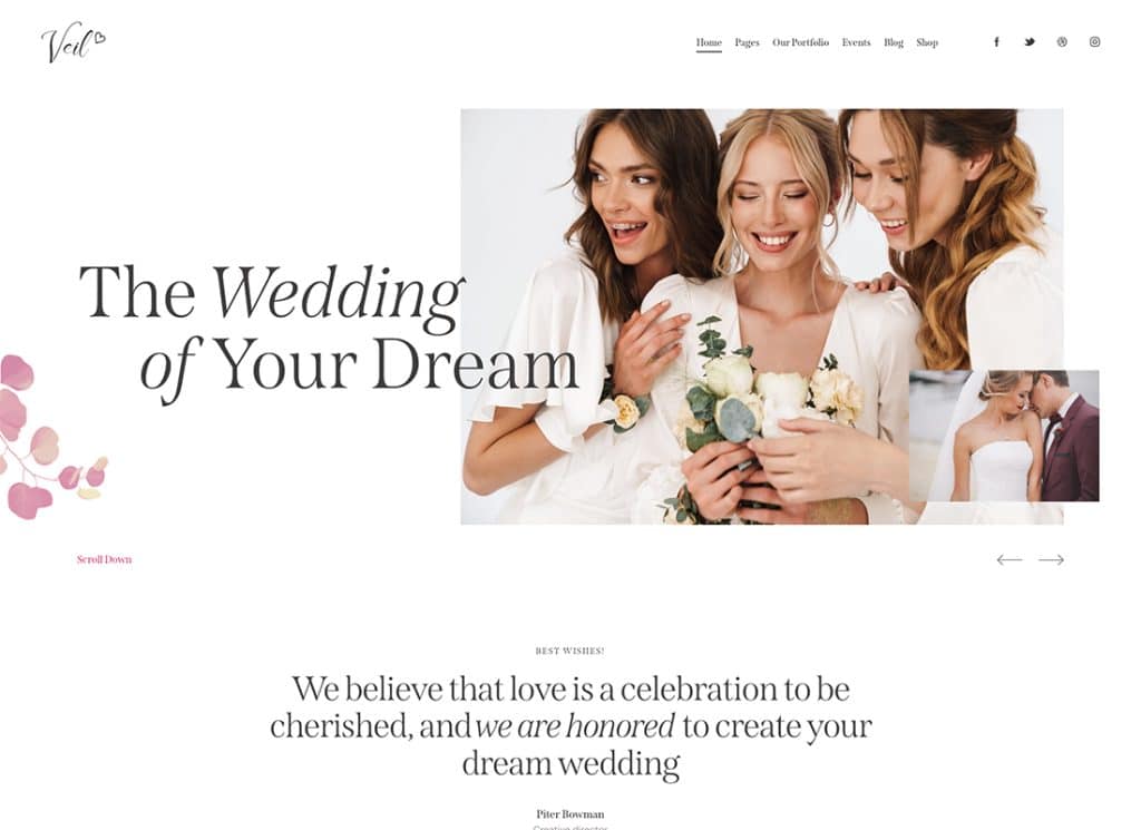 Veil – Thème WordPress pour événements de mariage et photographe