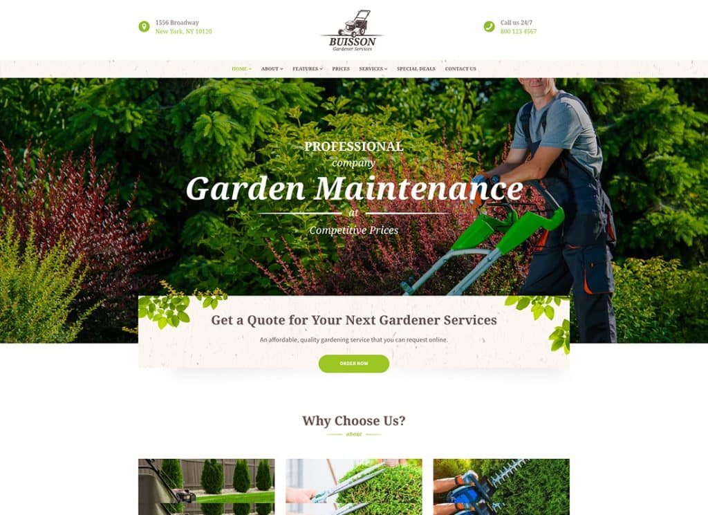 Buisson – Thème WordPress pour services de jardinage et d’aménagement paysager