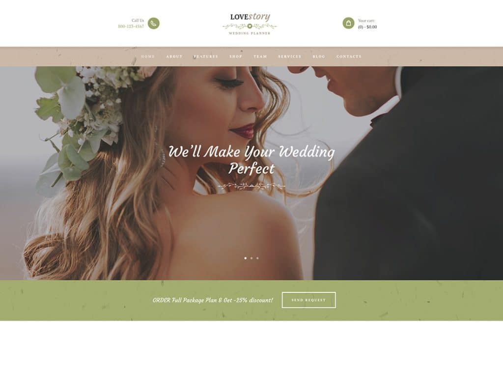 Love Story: hermoso tema de WordPress para planificación de eventos y bodas