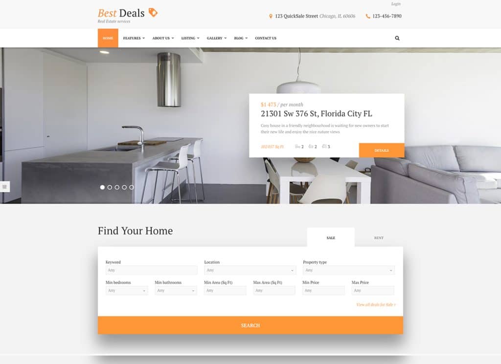 ข้อเสนอที่ดีที่สุด - ธีม WordPress การขายและการเช่าอสังหาริมทรัพย์ที่ทันสมัย