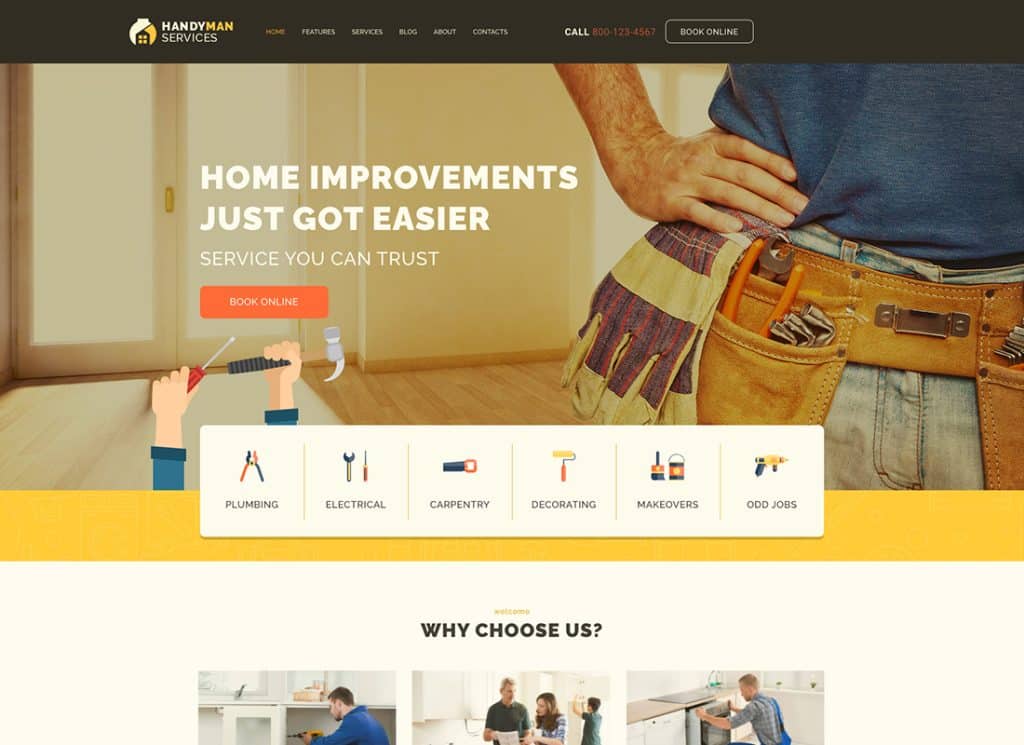 Handyman – Thème WordPress pour les services de construction et de réparation