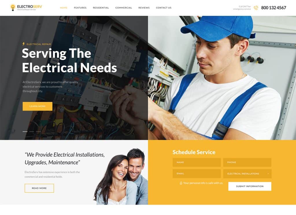 ElectroServ – WordPress-Theme für Elektroreparaturservice