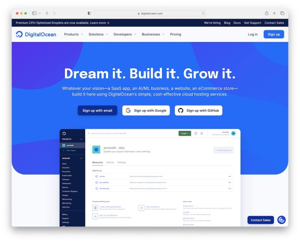 hosting cloud economico di digitalocean