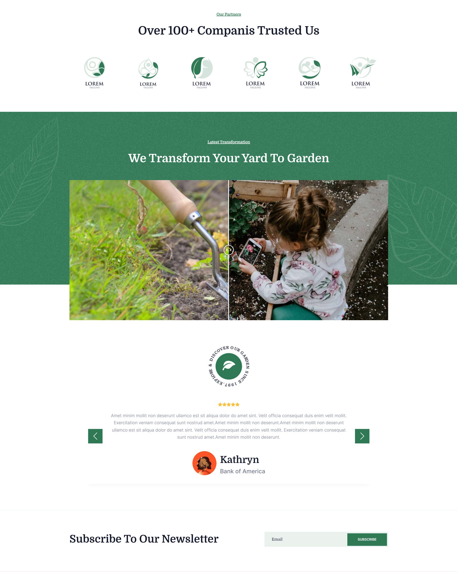 Home page del layout del sito web Divi Essential Garden 3