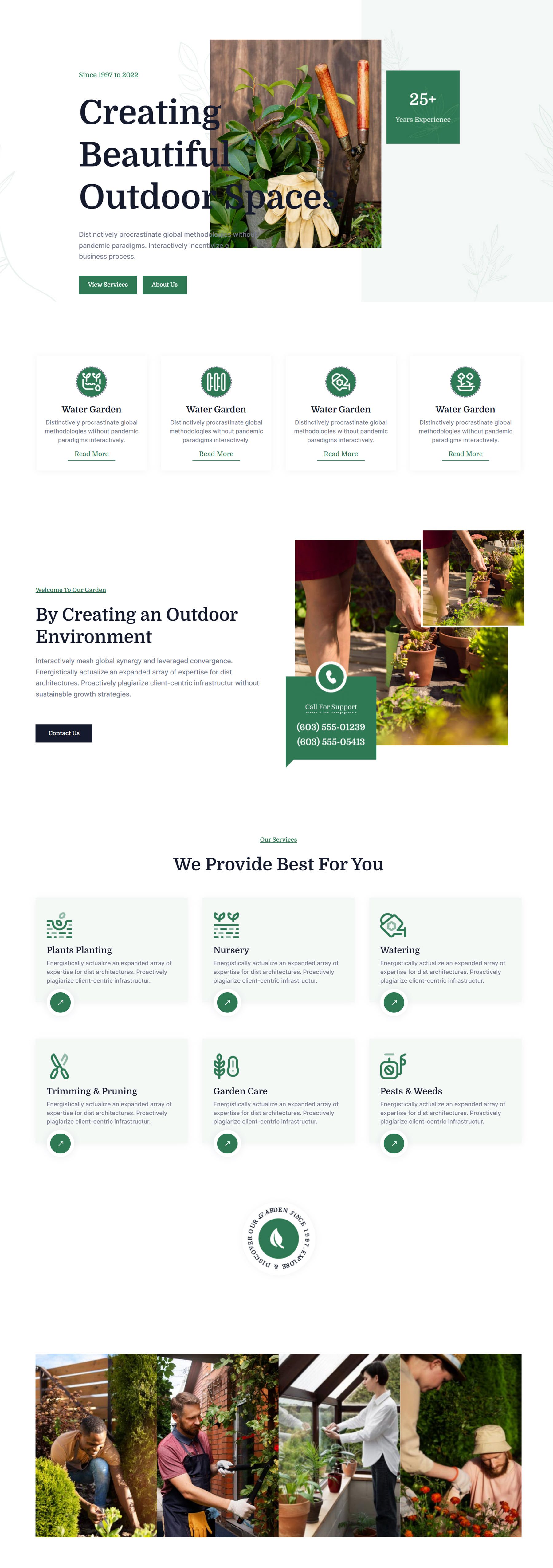 Home page del layout del sito Web di Divi Essential Garden