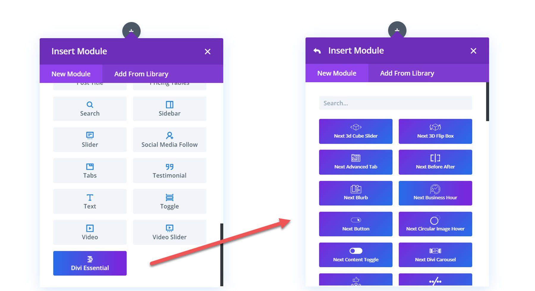 Modul de insert Divi Essential