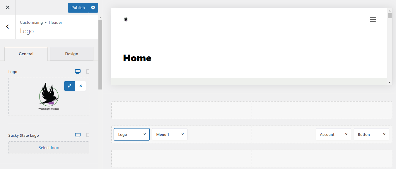 การปรับแต่งโลโก้ใน Blocksy