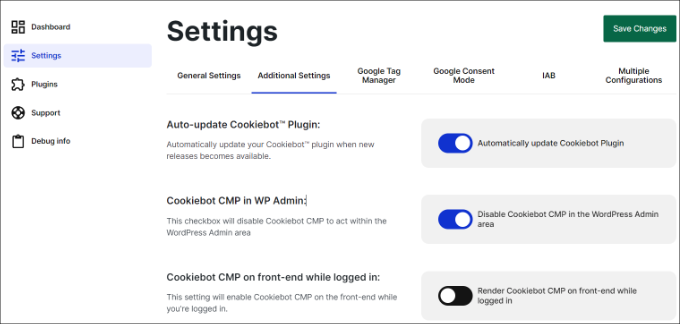 Automatic Cookiebot plugin update