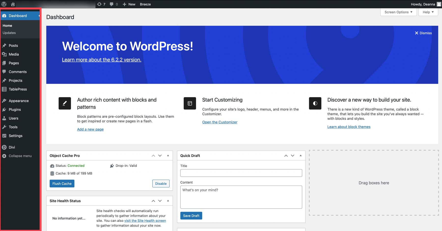 WordPress kontrol paneli