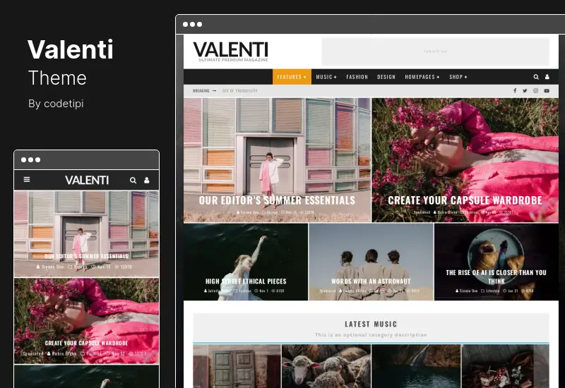 Tema Valenti - Tema de WordPress para noticias de revista HD Review