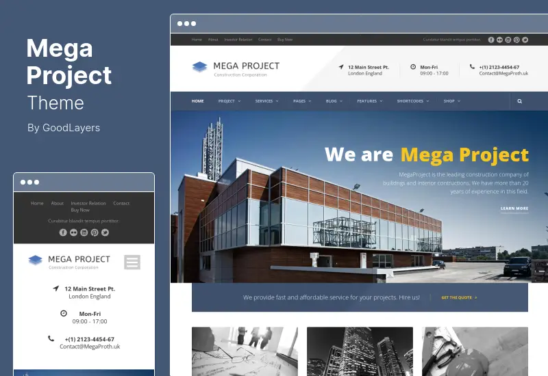 Thème Mega Project - Thème WordPress pour la construction