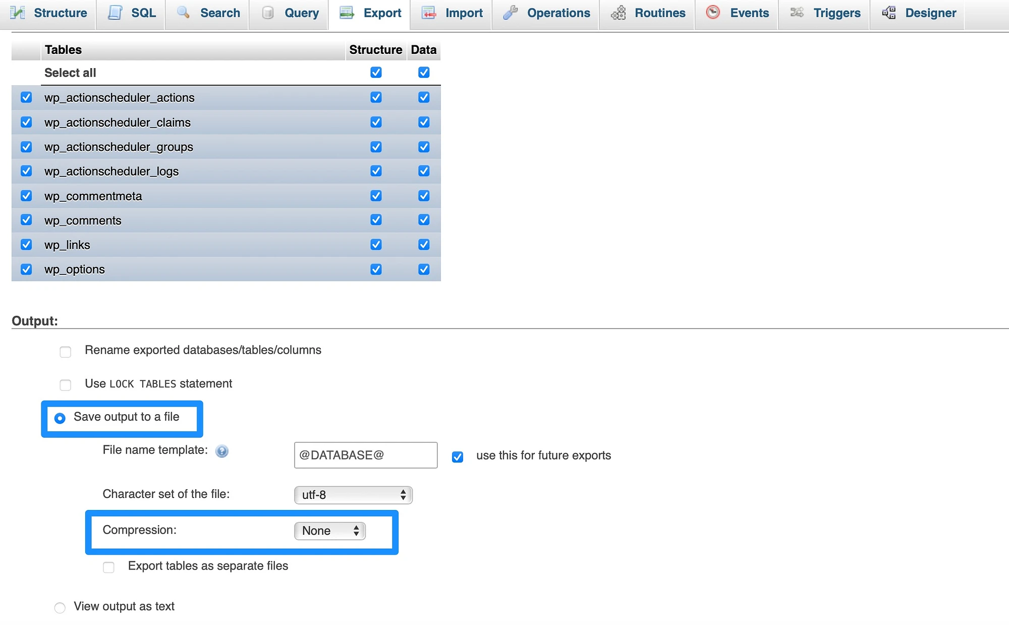 导出 phpMyAdmin.txt