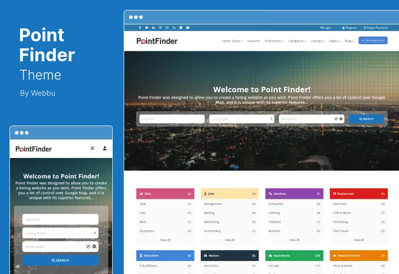 Tema PointFinder - Tema WordPress pentru director și listări